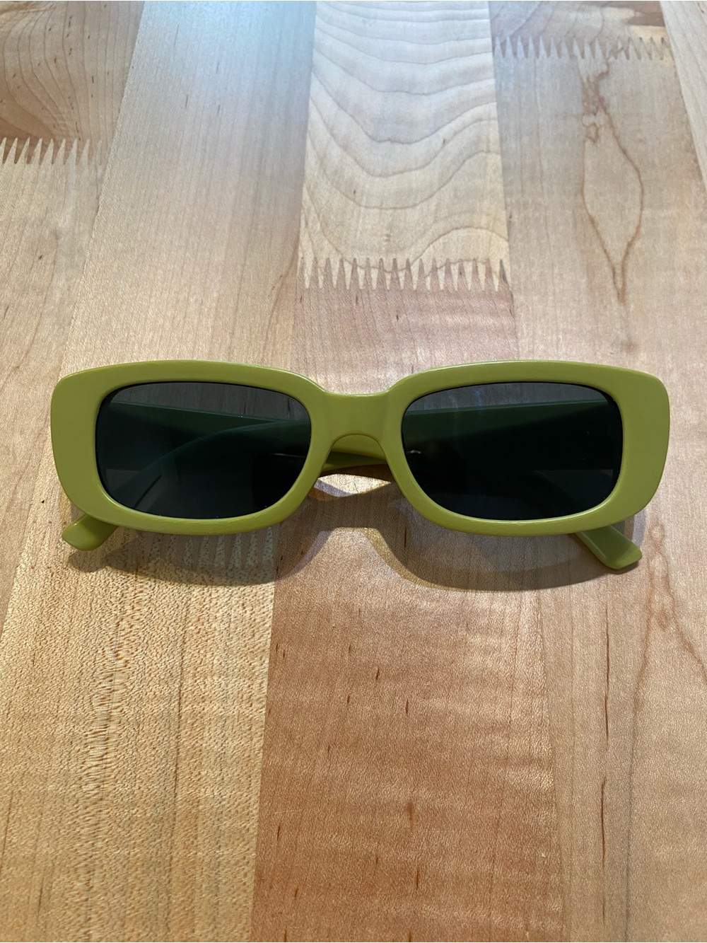 Women’s Y2K 90s Lime Green Sunglasses with Dark Lenses